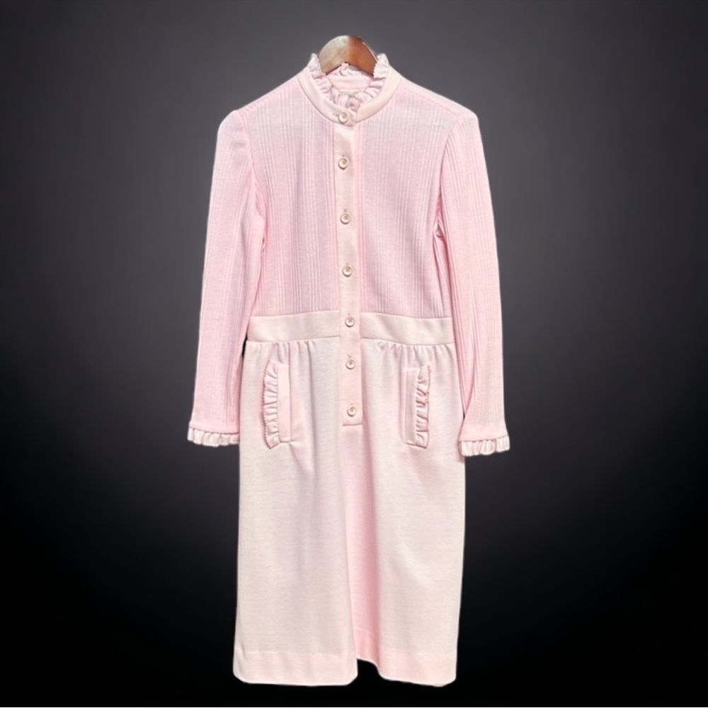 Leslie Fay Vintage Deadstock Dress size 12 - 16 in light pink ribbed Polyester